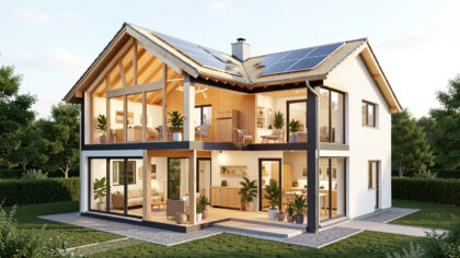 Pièce de maison en cours de rénovation avec outils de bricolage et matériaux posés au sol