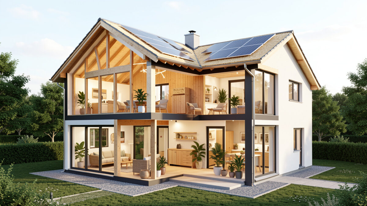 Pièce de maison en cours de rénovation avec outils de bricolage et matériaux posés au sol
